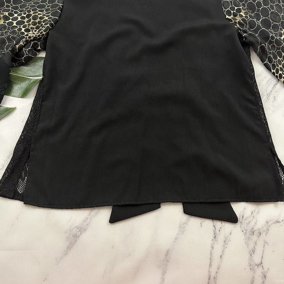 Spencer Alexis Kimono Blouse Top Size M Black Cream Silk Blend Floral Jacquard - Picture 12 of 12